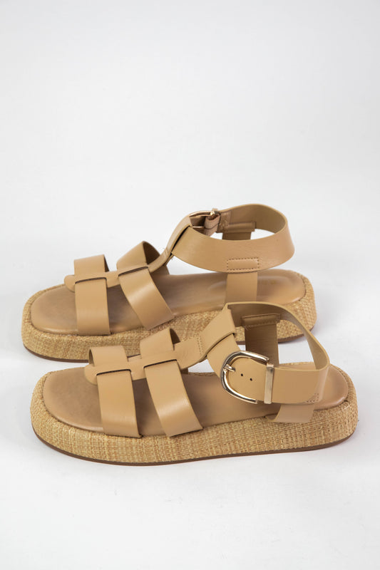  Mayven Square Toe Gladiator Sandal, Natural Crinkle PU