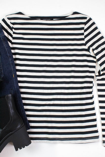  Bethel Boatneck Tee, Light Oat/Black Stripe | Sanctuary