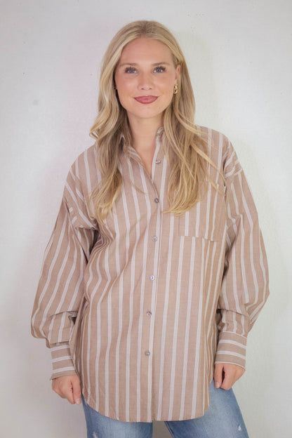  Cordelia Striped Shirt, Brown