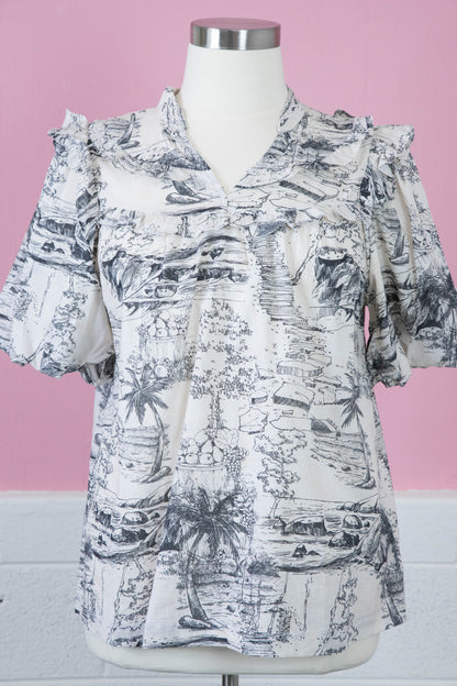  Evelyn Split Neck Top, Black | Plus Size