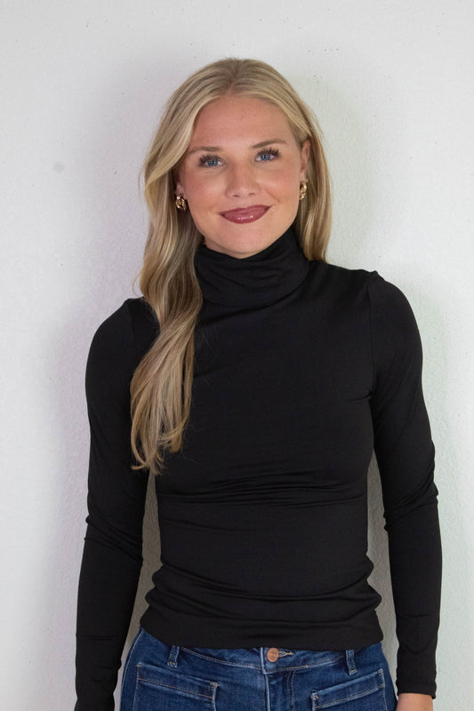  Teresa Turtle Neck Top, Black | RD Style