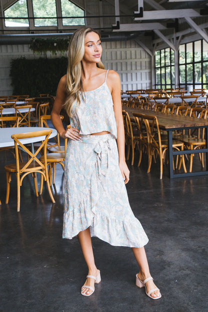  Camille Floral Crop Top, Light Blue/Pink