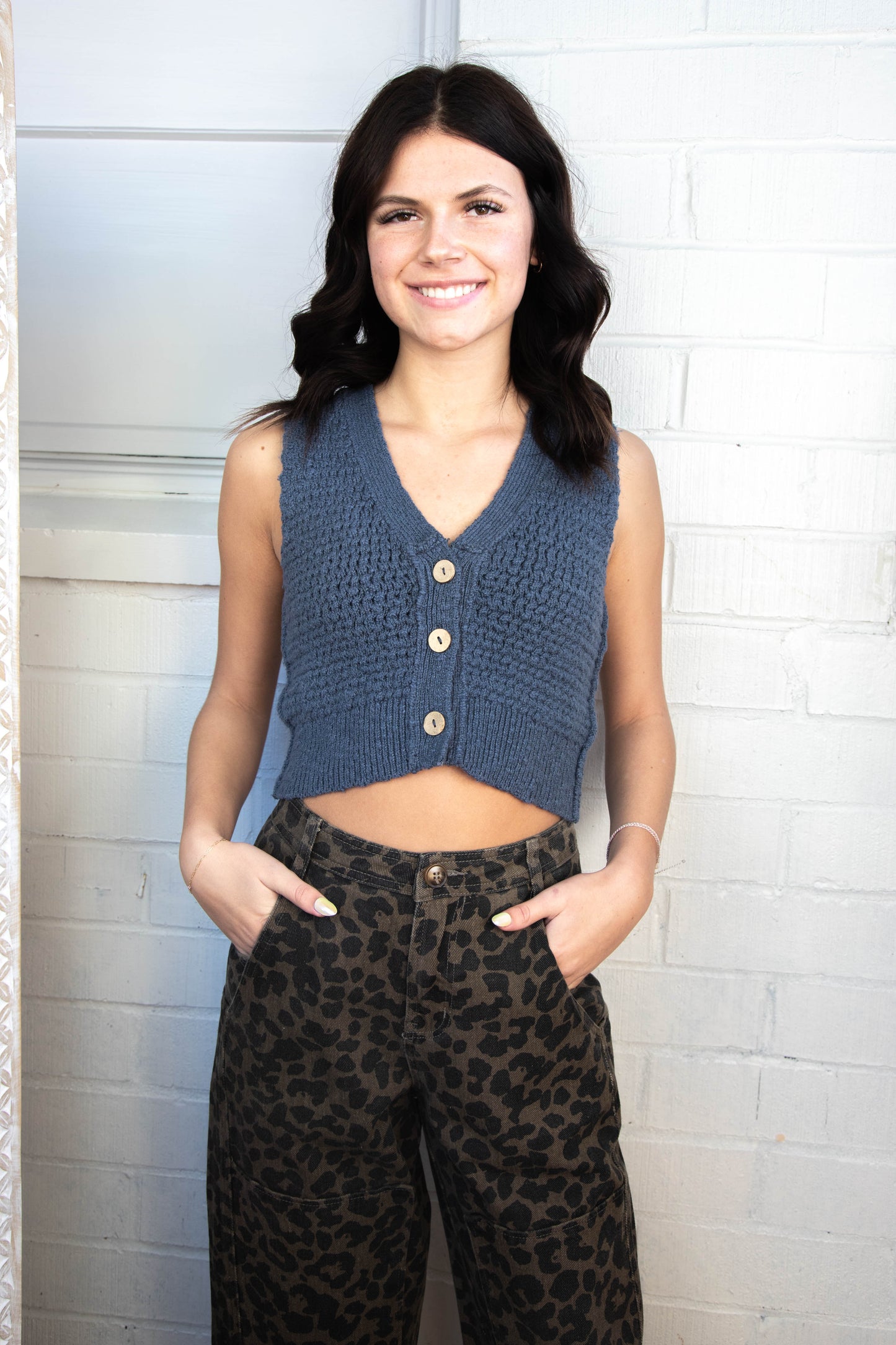  Aurelie Twill Barrel Pants, Mocha Leopard