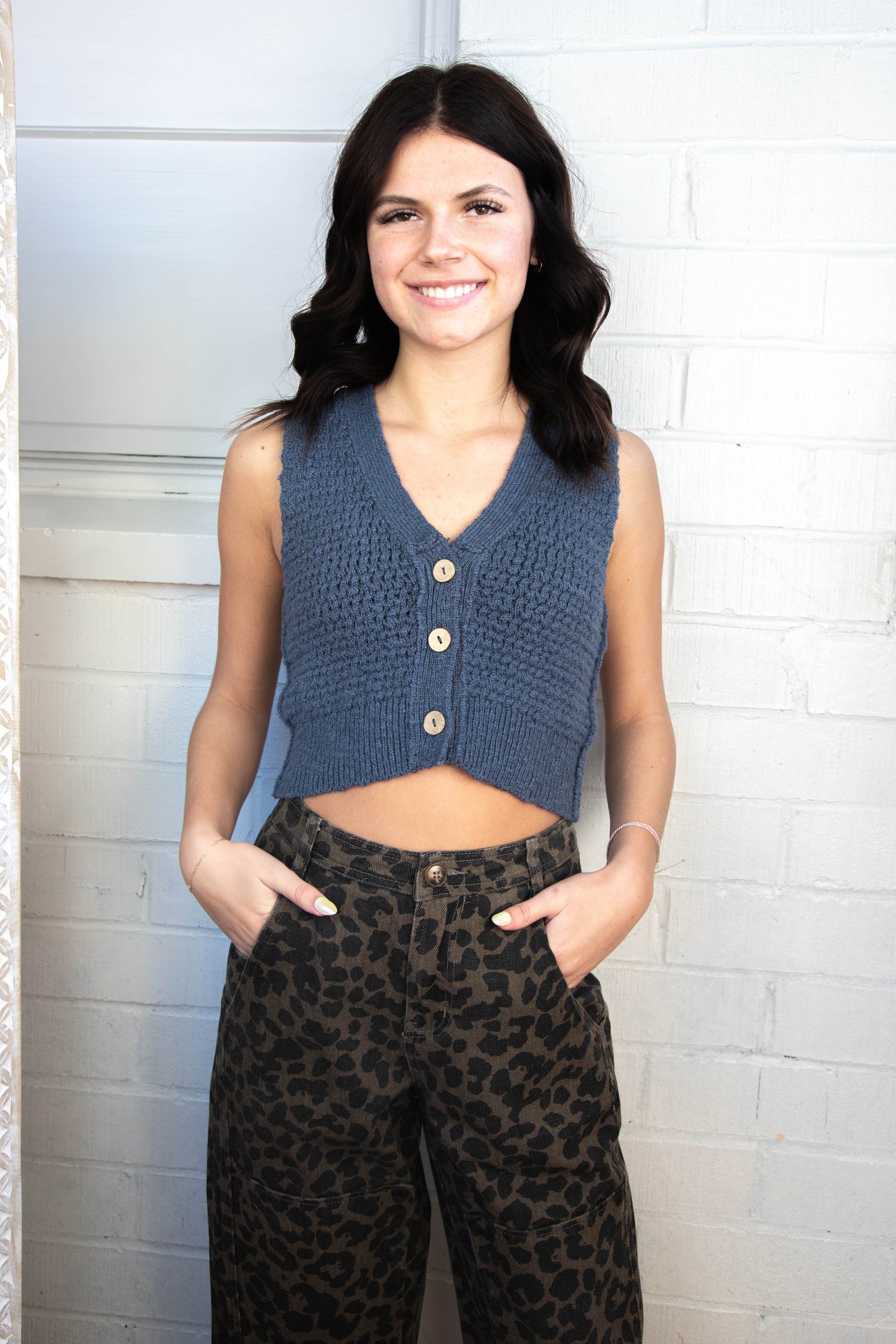  Aurelie Twill Barrel Pants, Mocha Leopard