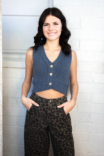  Aurelie Twill Barrel Pants, Mocha Leopard