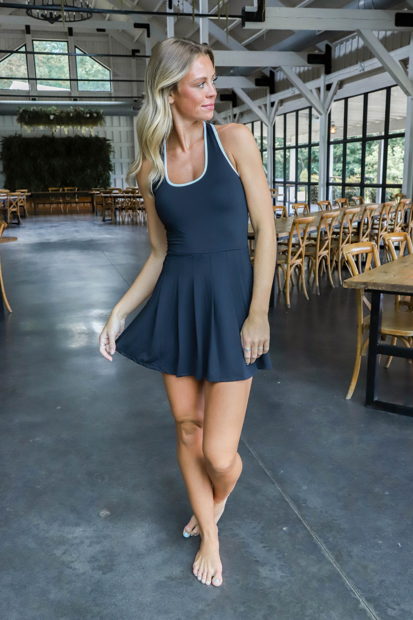  Jessie Cross Back Athletic Dress, Black