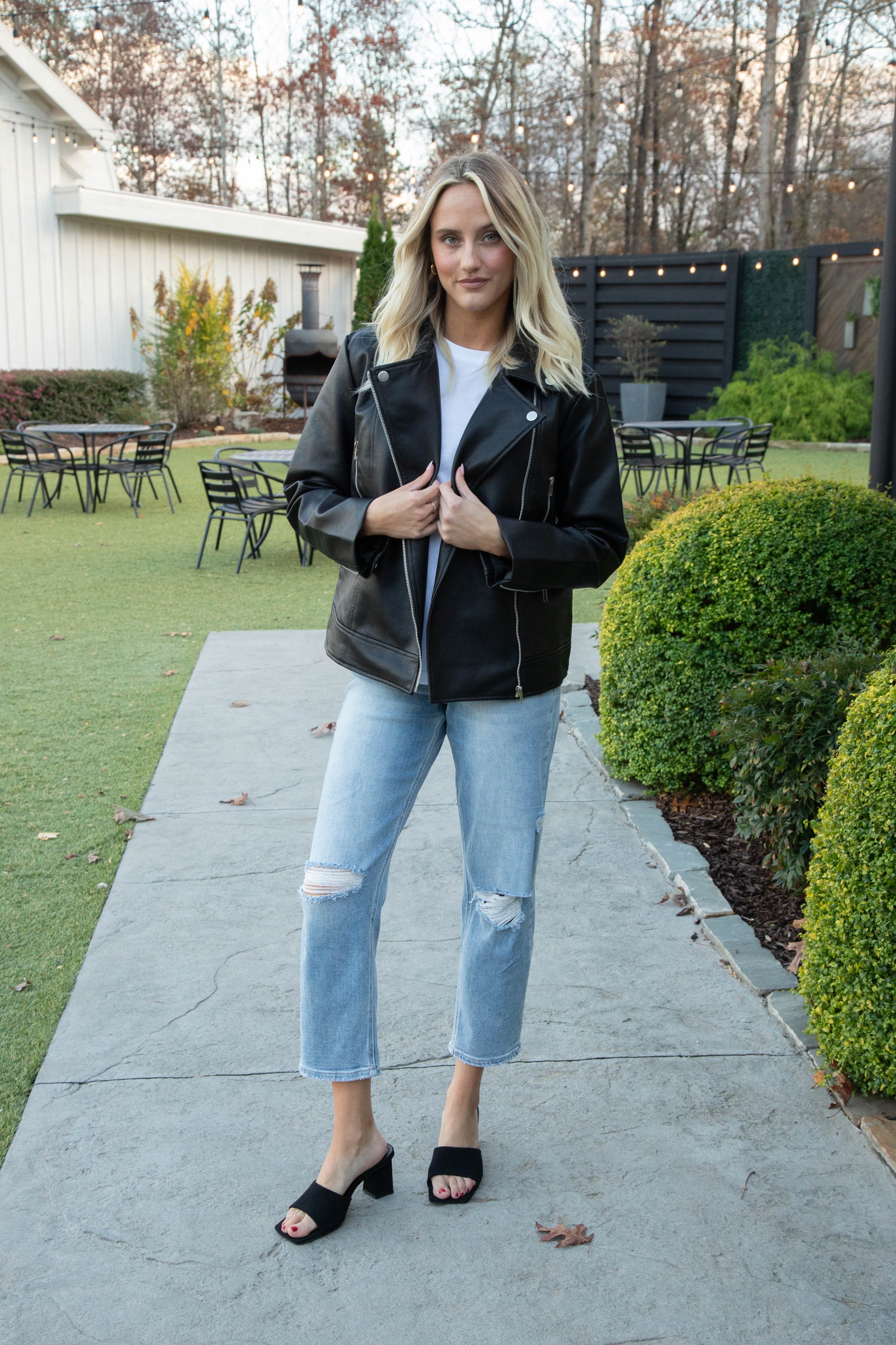  Bryanna Faux Leather Moto Jacket, Black