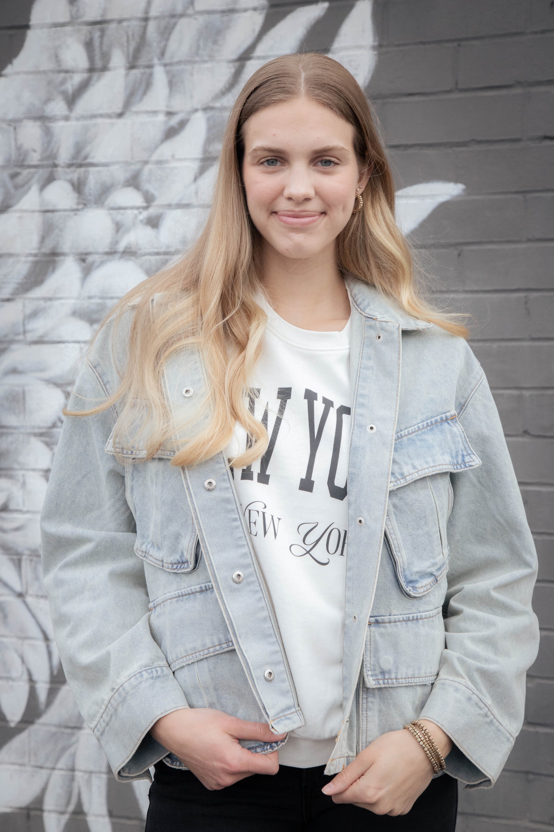 Kimora Multi Pocket Denim Jacket, Light Wash