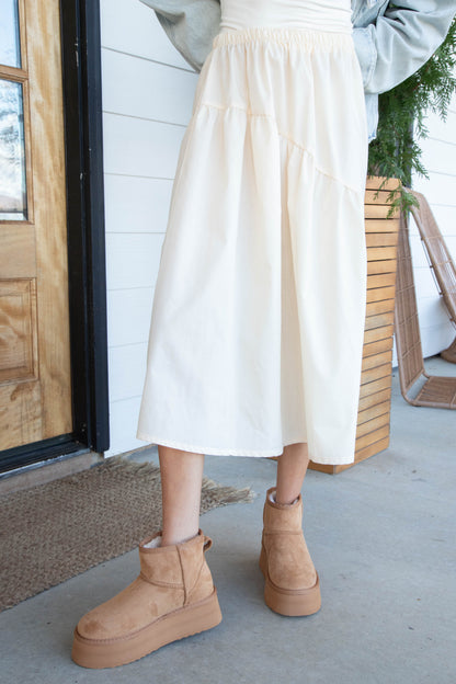  Emory Poplin Midi Skirt, Natural