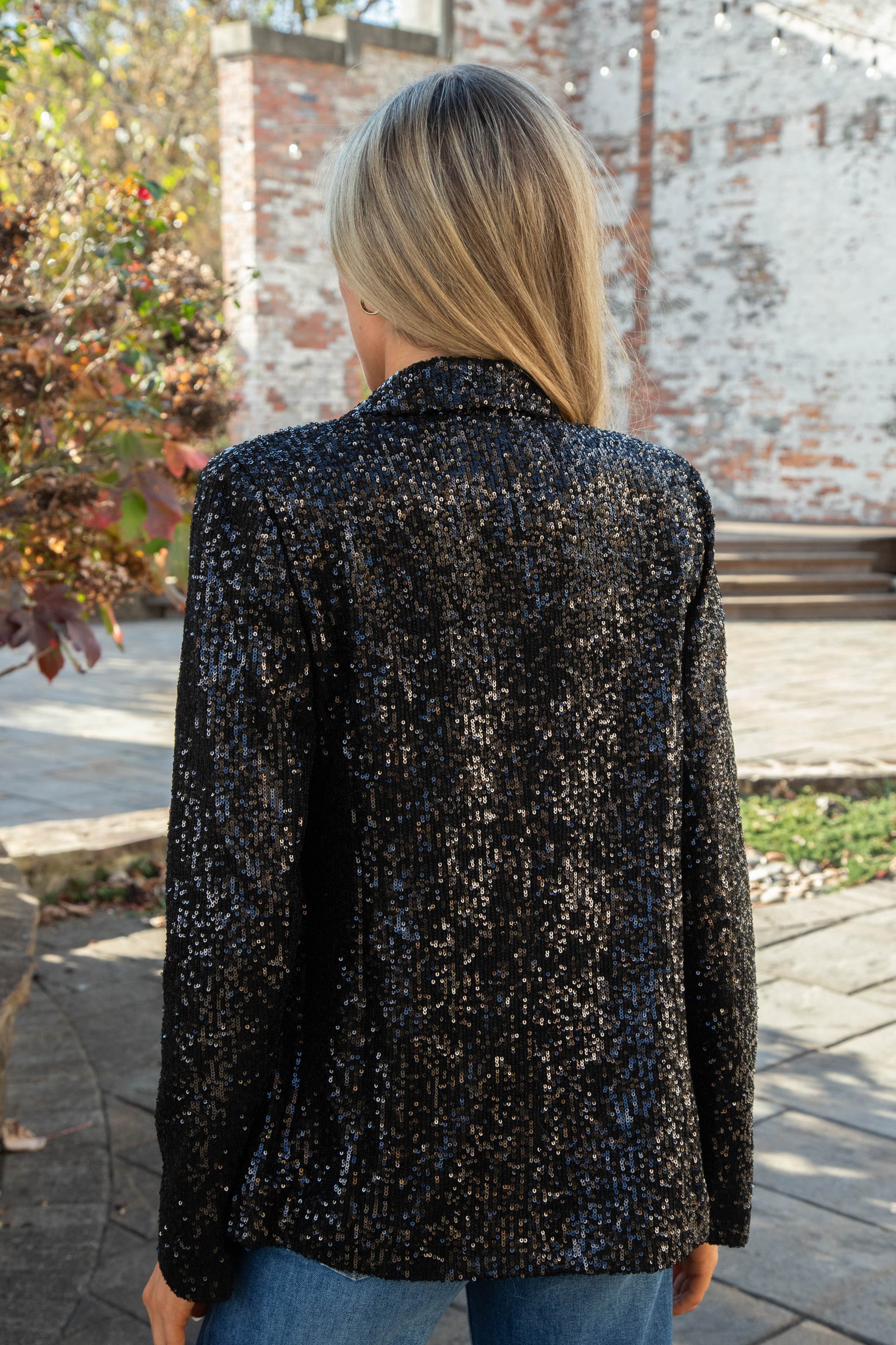  Payton Sequin Blazer, Black | Steve Madden