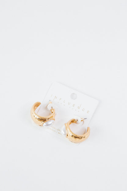  Aylin Pearl Accent Hoop Earrings, Gold