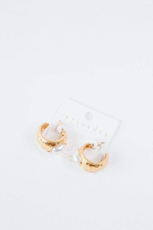 Aylin Pearl Accent Hoop Earrings, Gold