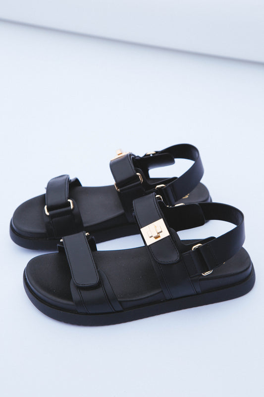  Cobber Flatform Sandal, Black PU