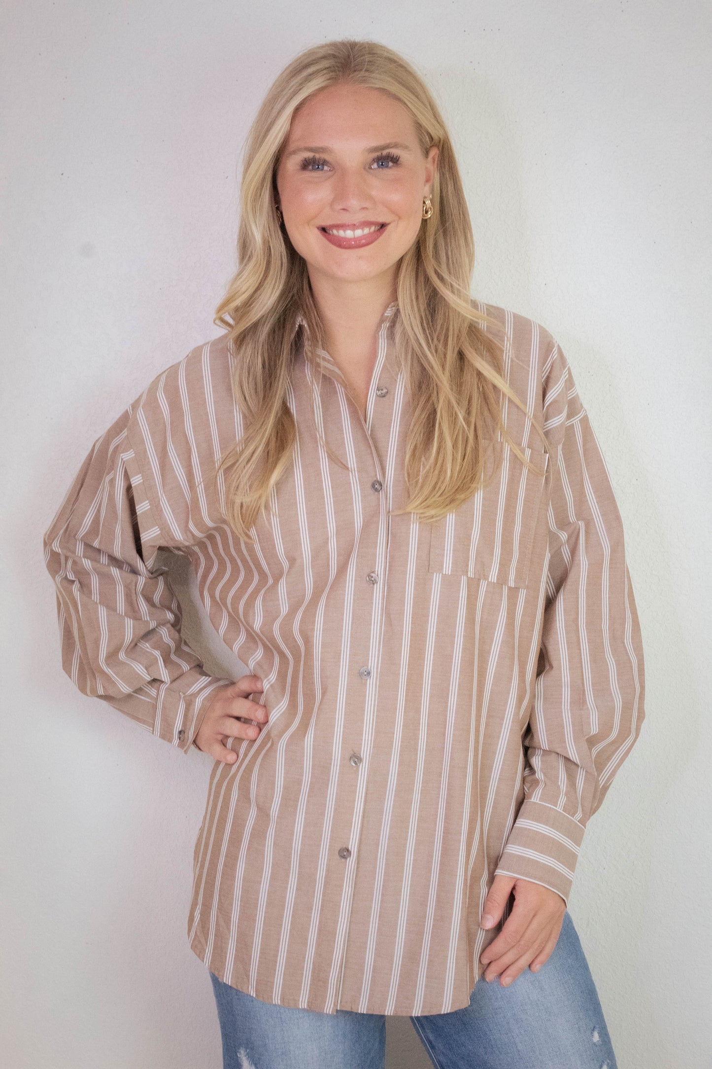  Cordelia Striped Shirt, Brown