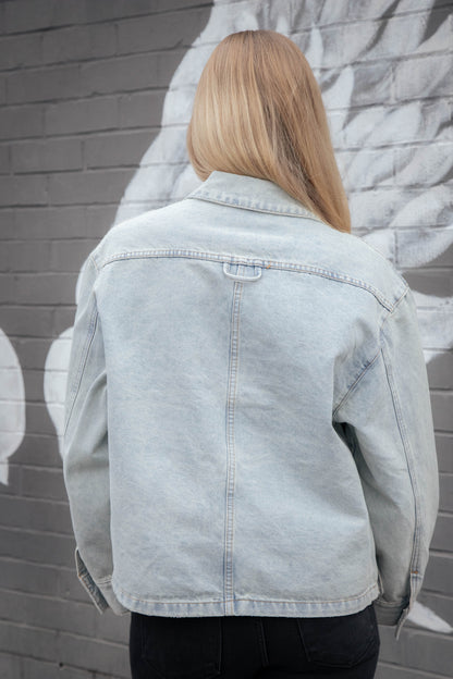 Kimora Multi Pocket Denim Jacket, Light Wash