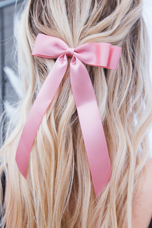  Ribbon Bow Hair Clip, Rose