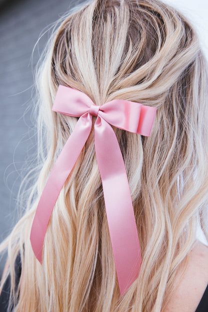  Ribbon Bow Hair Clip, Rose