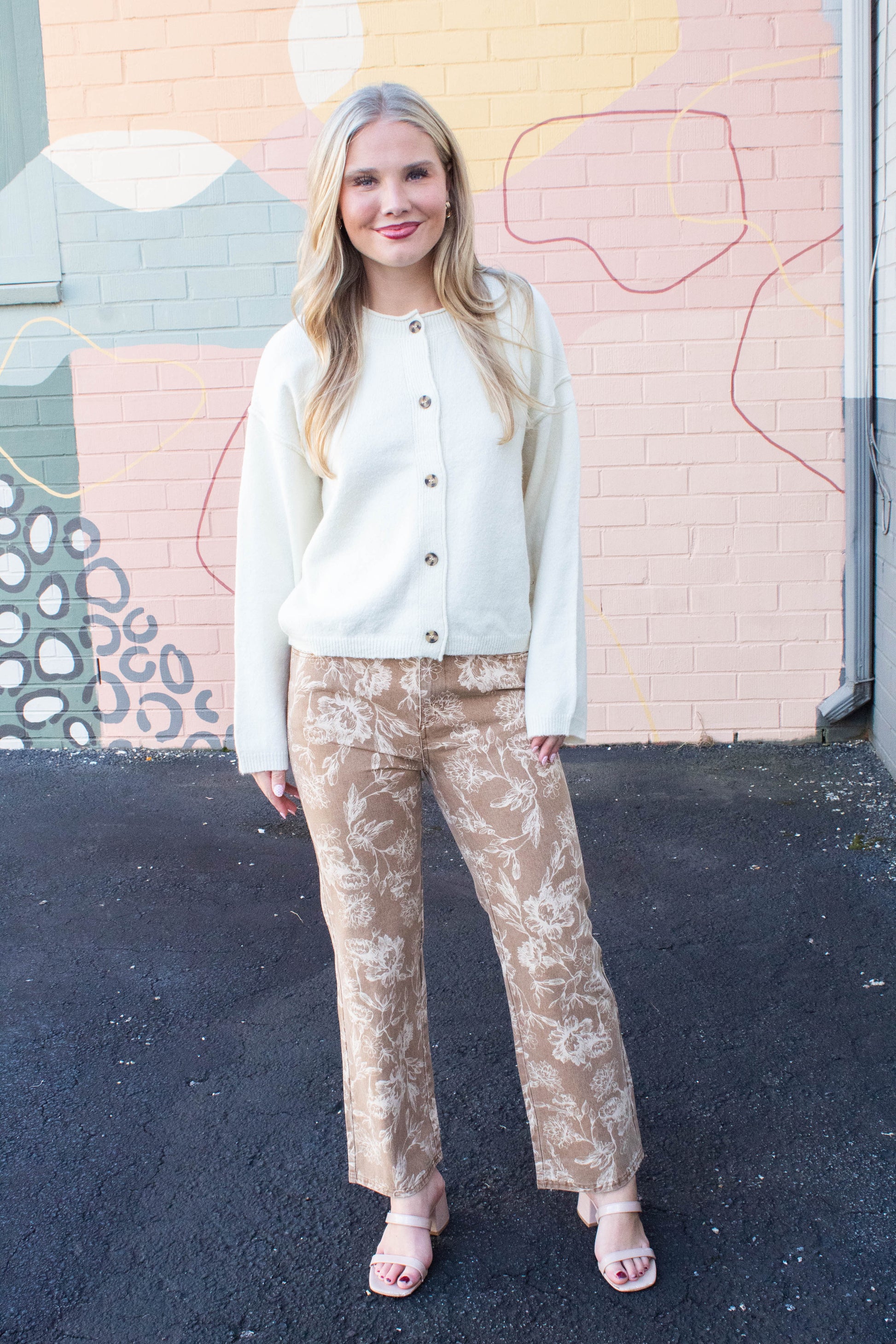  Melina Roll Neck Cardigan, Cream