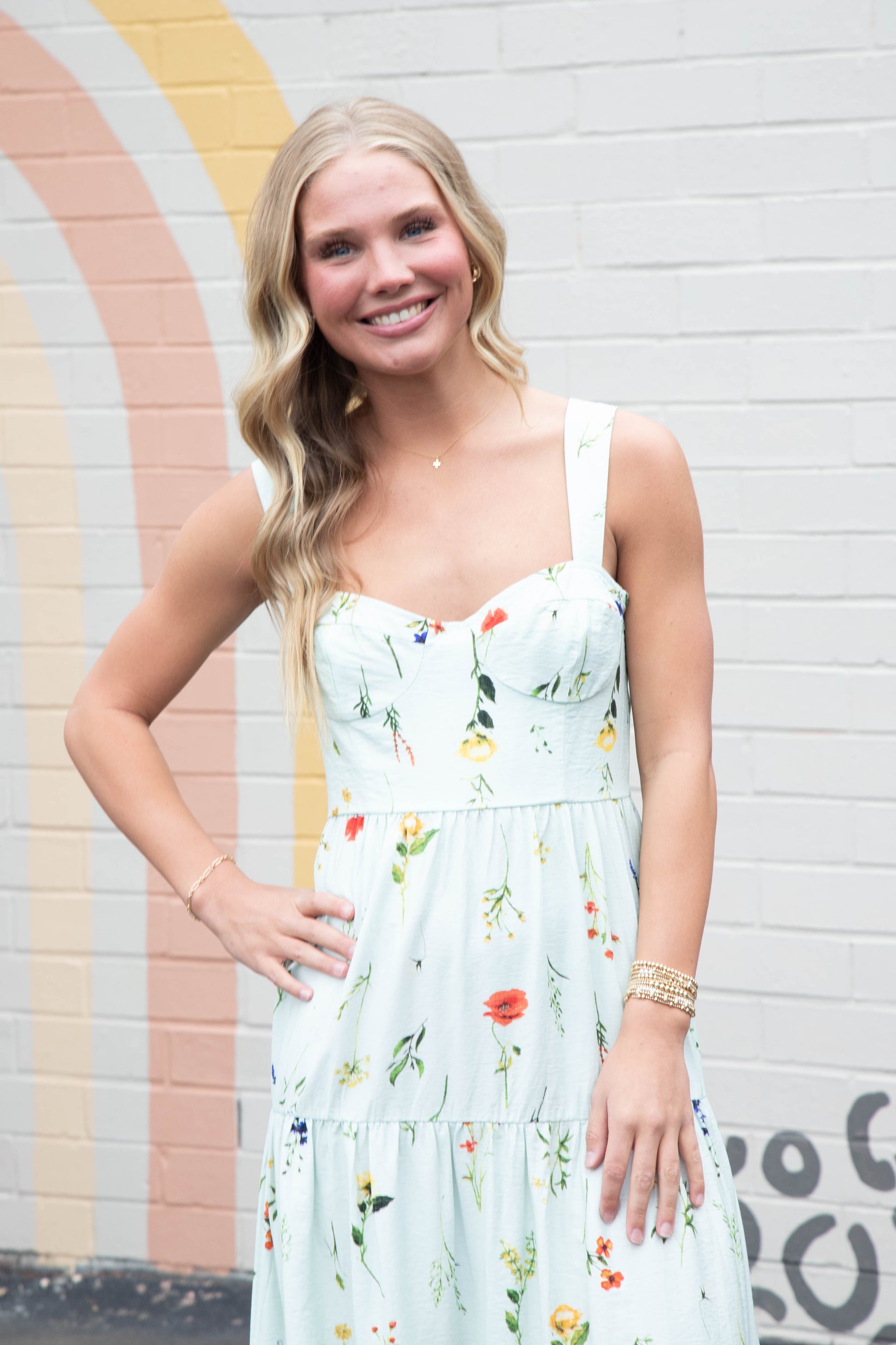  Collins Sleeveless Floral Midi Dress, Mint Mix