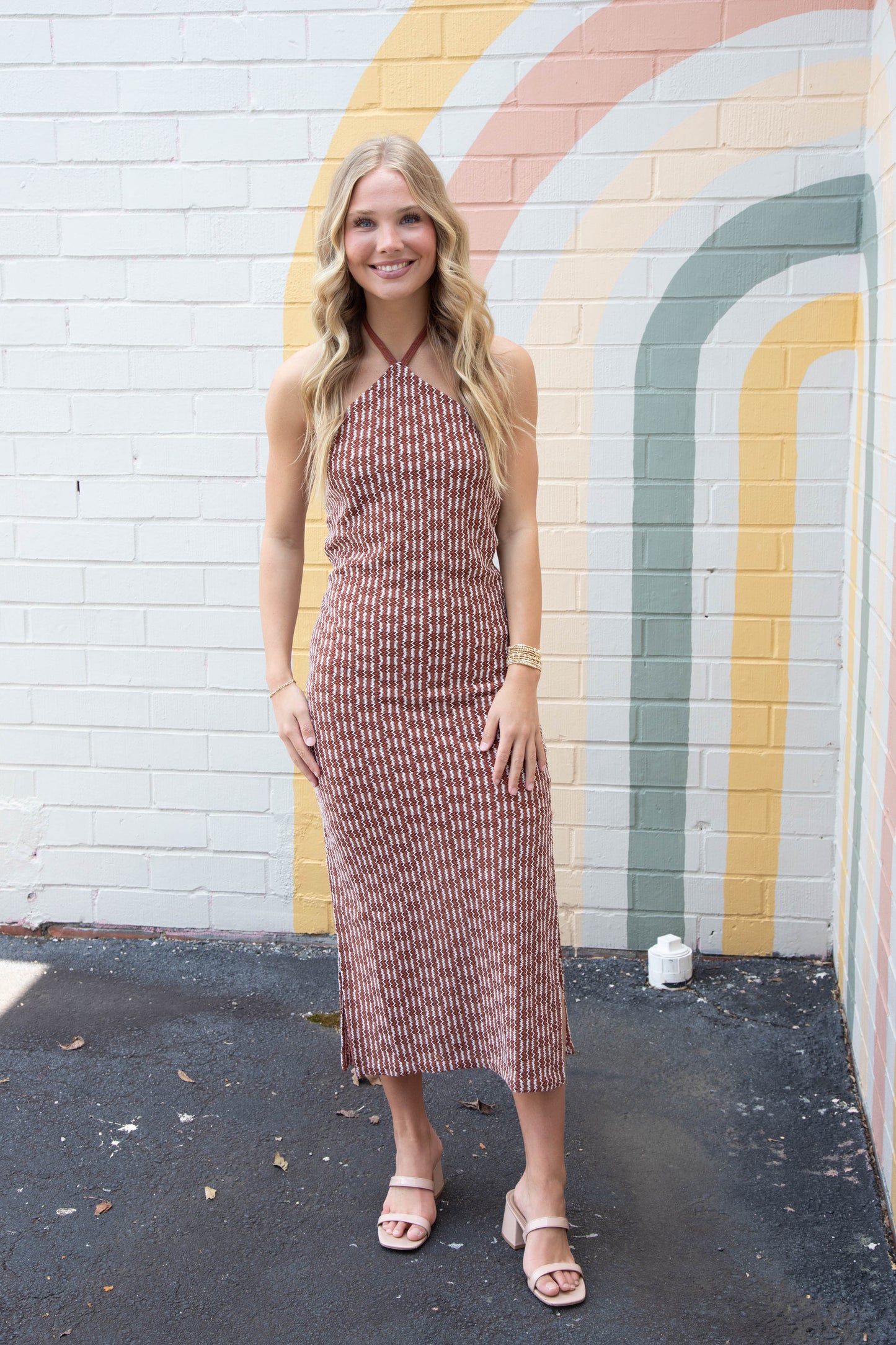  Tatum Tie Halter Neck Dress, Henna | Steve Madden