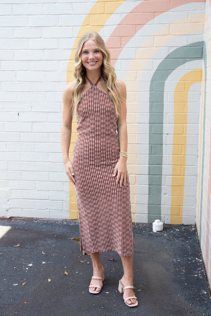  Tatum Tie Halter Neck Dress, Henna | Steve Madden