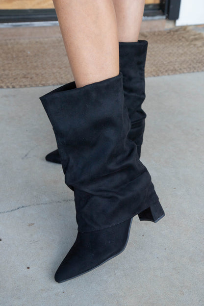  Mozart Foldover Mid Calf Boot, Black