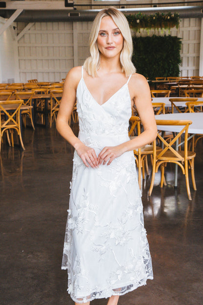  Jada Embroidered Lace Overlay Dress, White