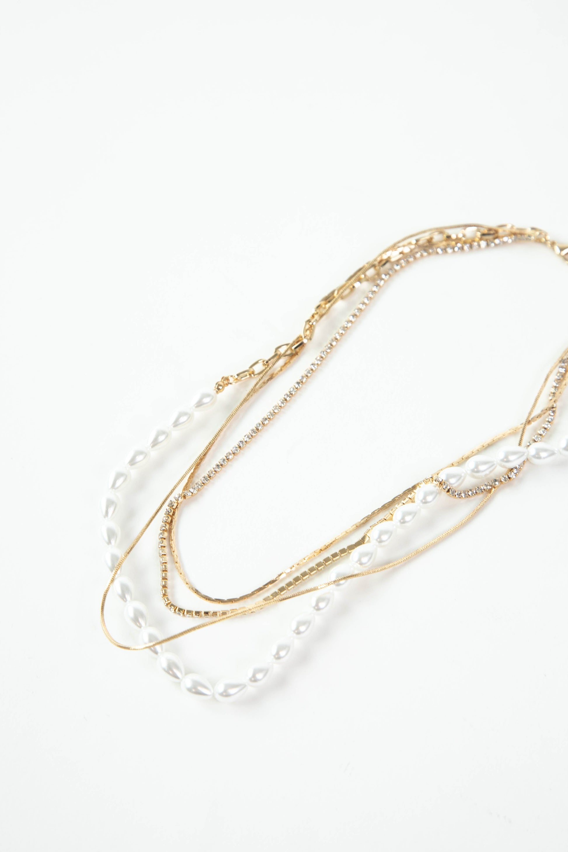  Frida Rhinestone & Pearl Necklace, Gold