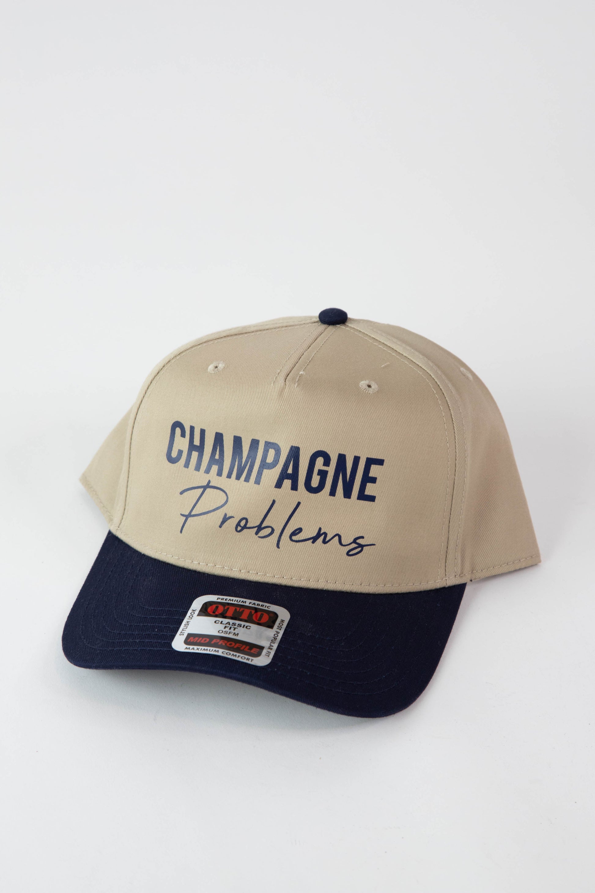  Champagne Problems Hat, Khaki/Navy