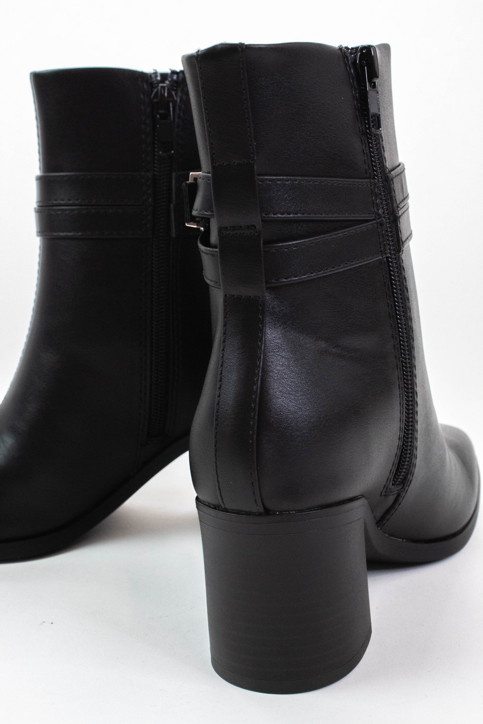  Timmy Wrapped Buckle Dress Bootie, Black PU