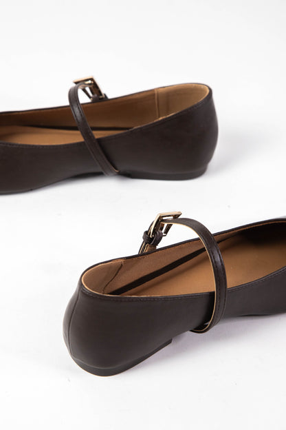  Fabes Square Toe Mary Jane Flat, Brown