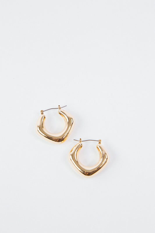  Mae Puffy Rhombus Hoop Earrings, Gold