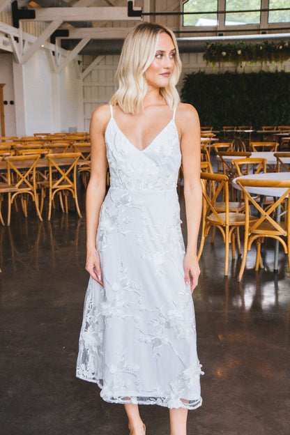  Jada Embroidered Lace Overlay Dress, White