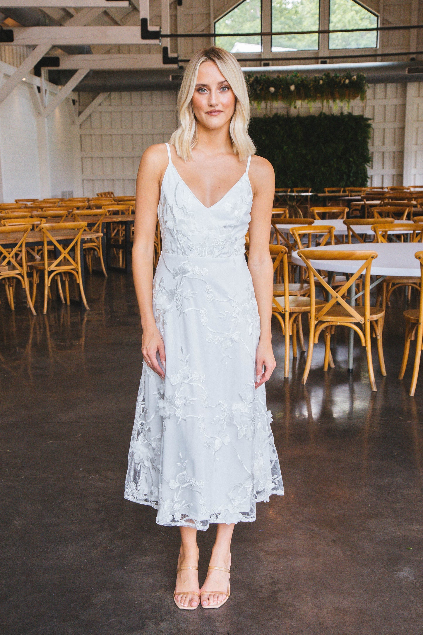 Jada Embroidered Lace Overlay Dress, White
