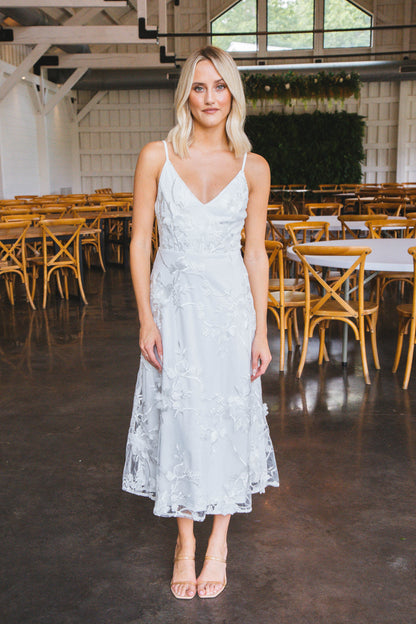  Jada Embroidered Lace Overlay Dress, White