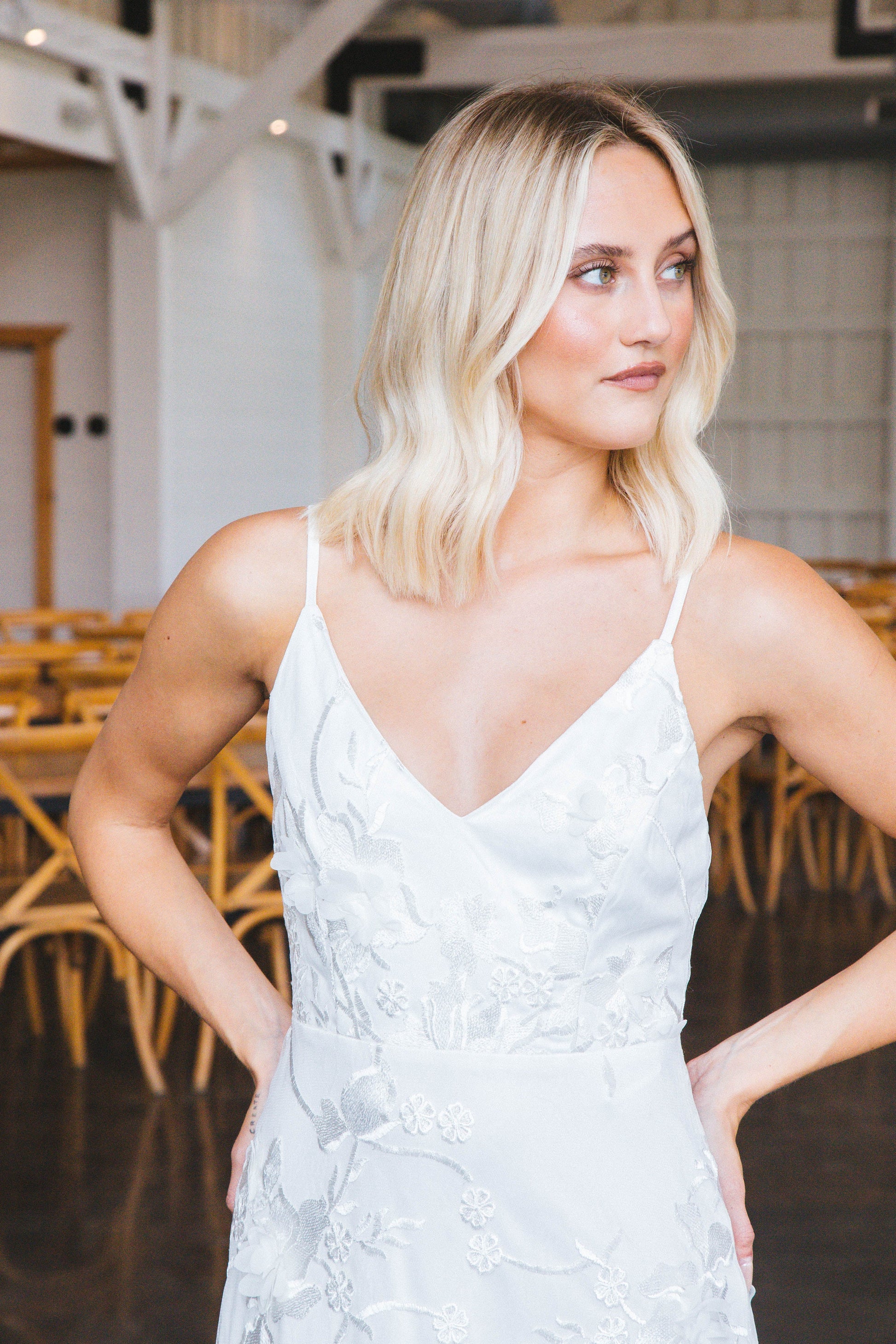  Jada Embroidered Lace Overlay Dress, White