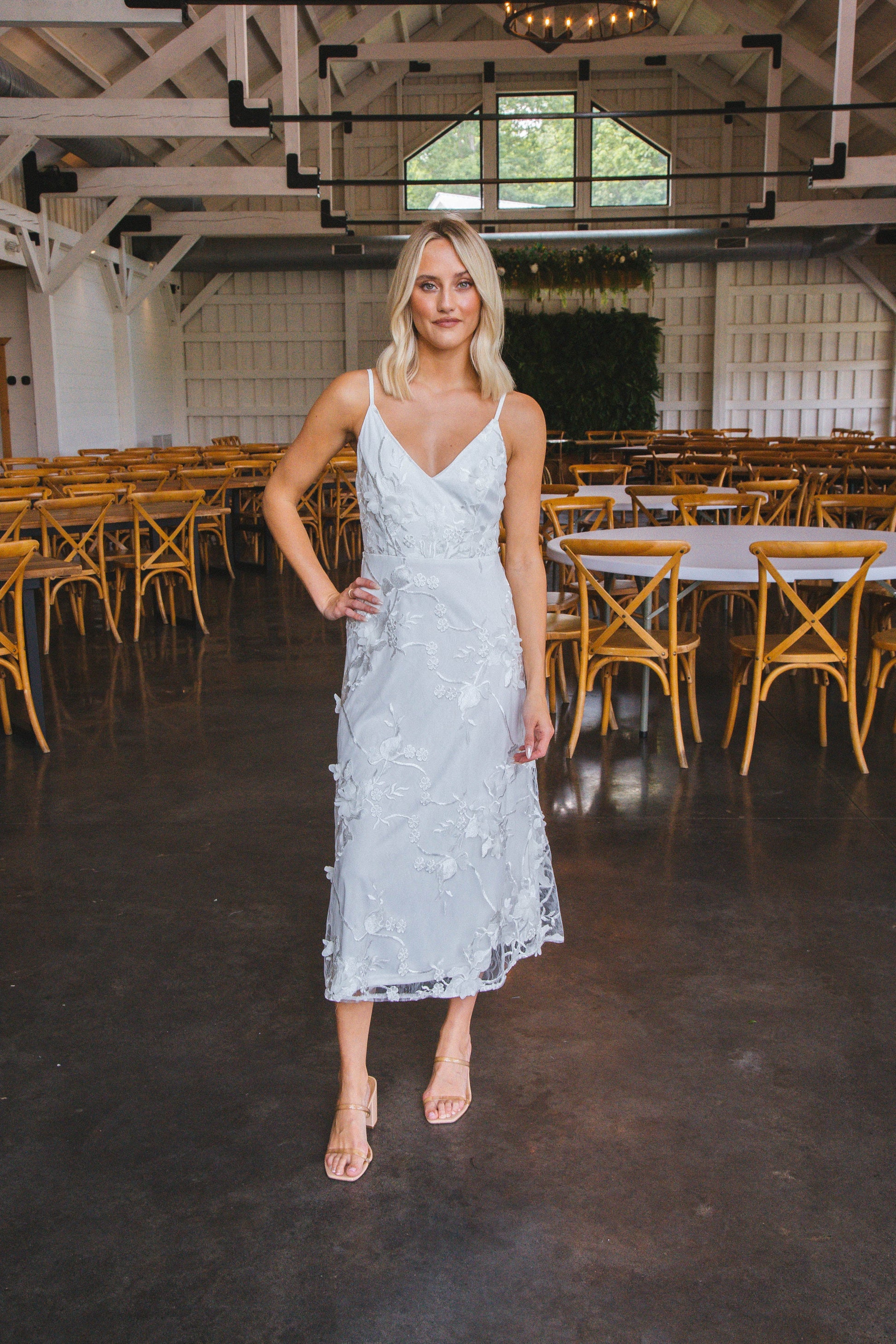  Jada Embroidered Lace Overlay Dress, White