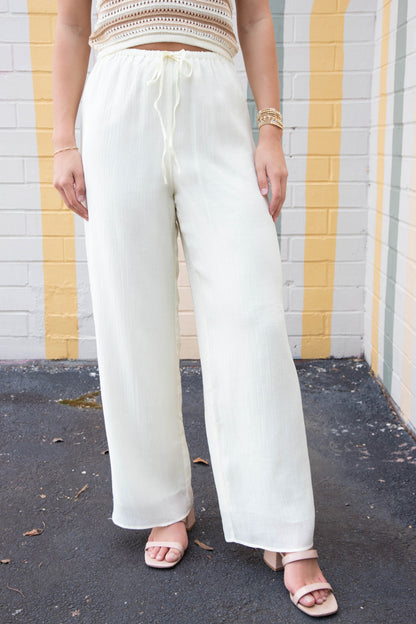  Spritz Elastic Waist Fully Lined Pant, Ivory | Sadie & Sage