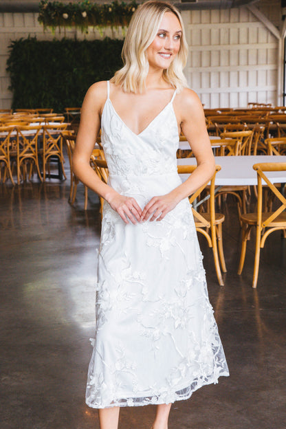  Jada Embroidered Lace Overlay Dress, White