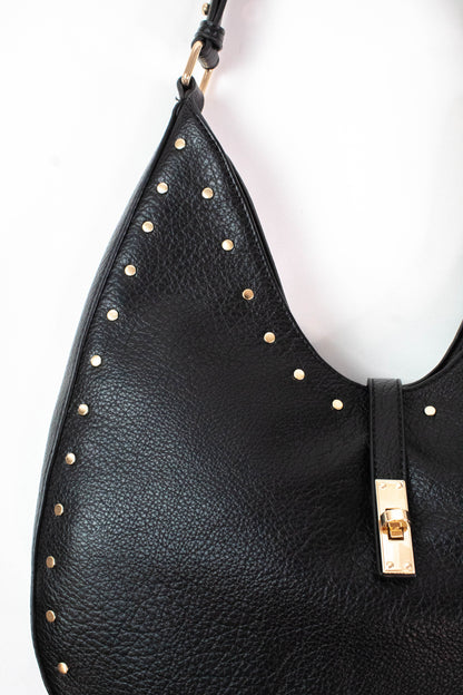  Olivia Stud Detailed Hobo Bag, Black | Moda Luxe