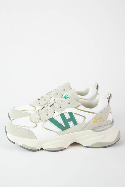  Dash Logo Running Sneaker, White/Green/Washed Gold | Vintage Havana