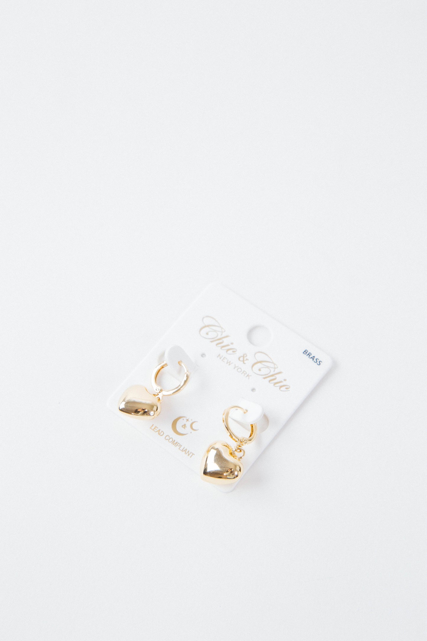  Heart Drop Huggie Earring, Gold