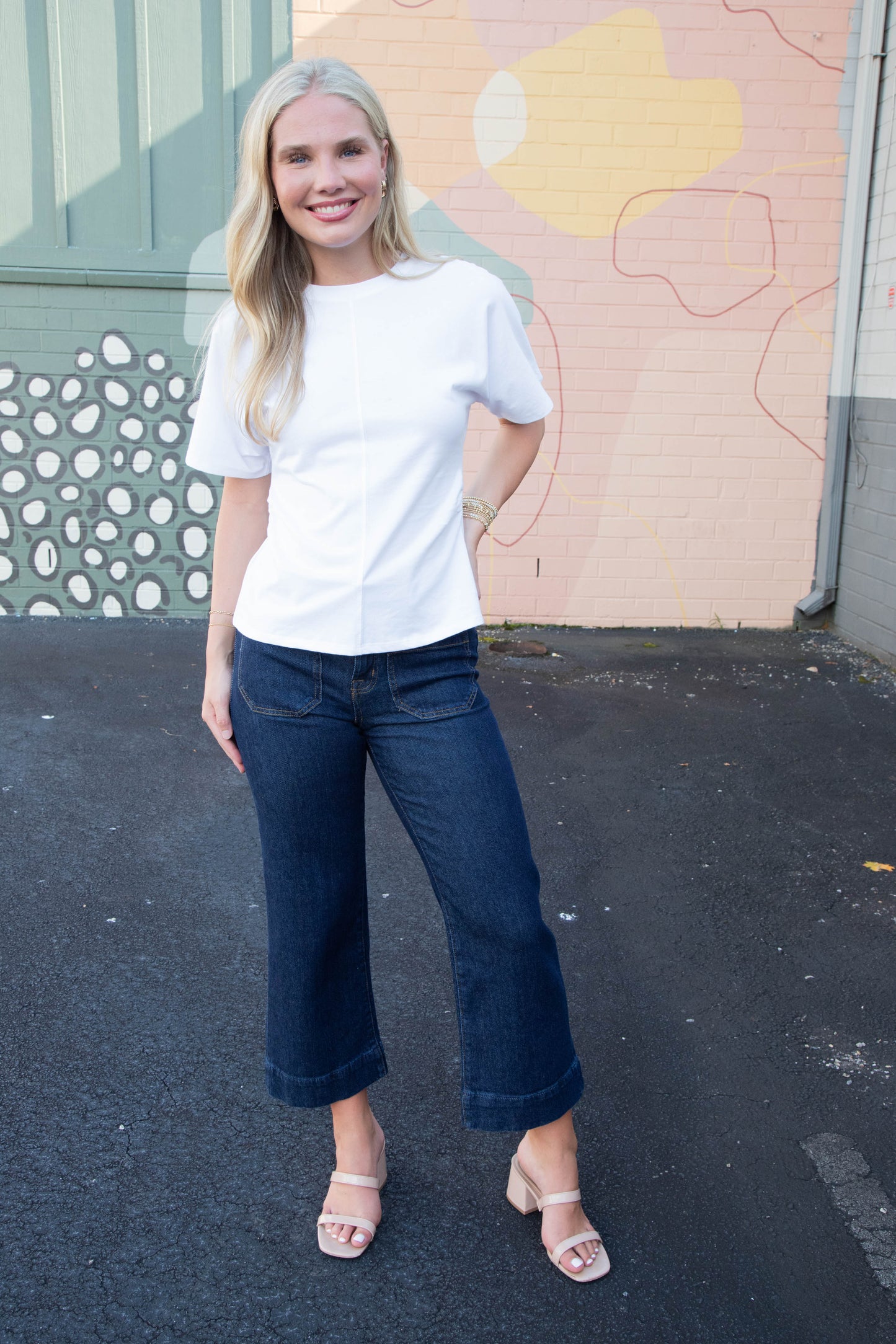  Ada Shirred Waist Dolman Tee, White | Sanctuary