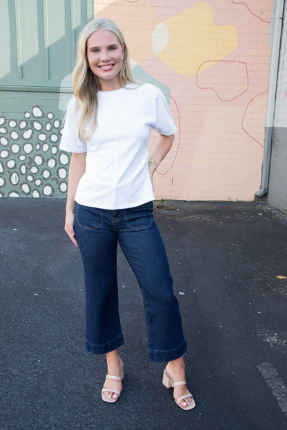  Ada Shirred Waist Dolman Tee, White | Sanctuary