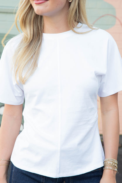  Ada Shirred Waist Dolman Tee, White | Sanctuary
