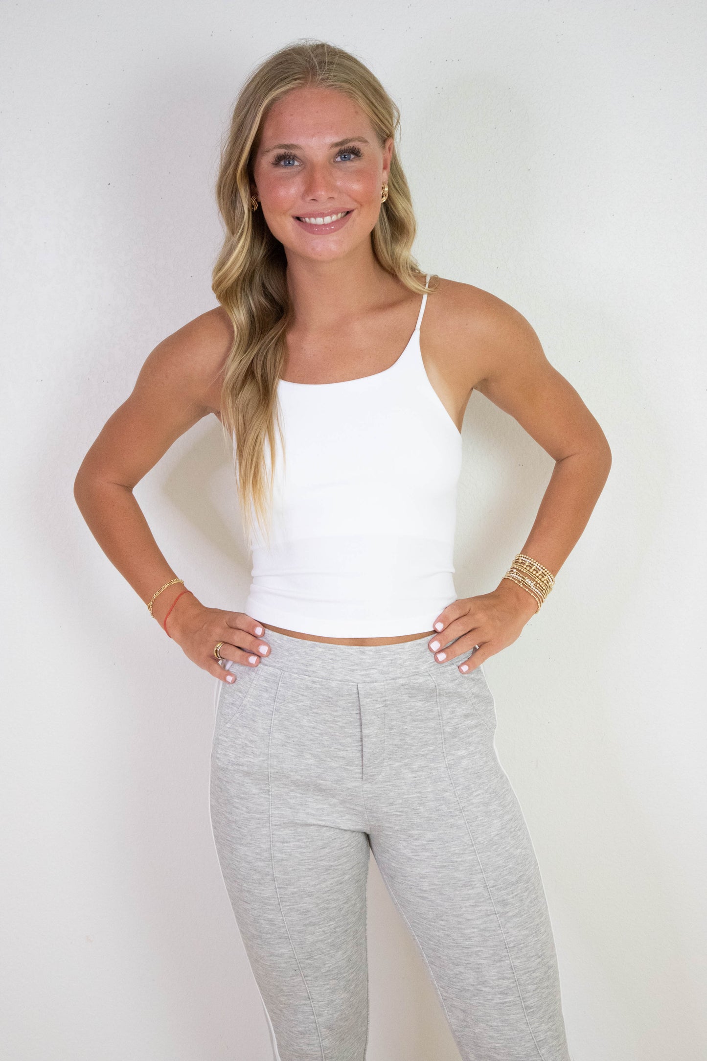  Lucille Double Layer Cropped Cami, White