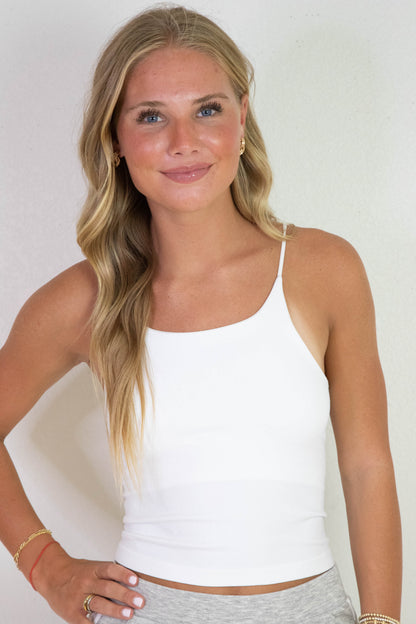  Lucille Double Layer Cropped Cami, White