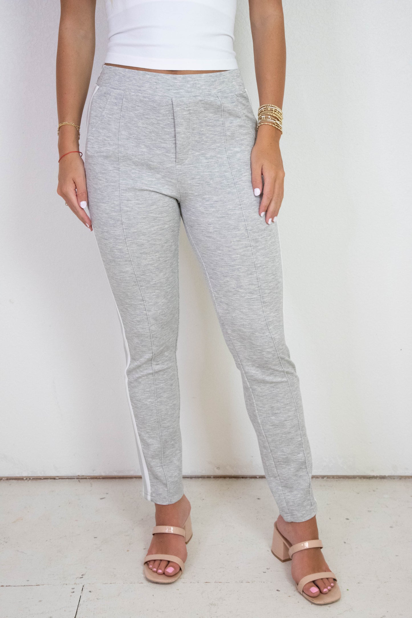  Samara Side Stripe Leggings, Light Grey