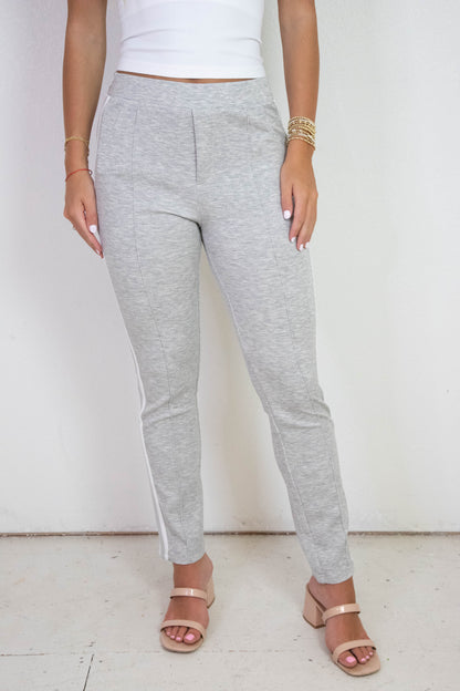  Samara Side Stripe Leggings, Light Grey