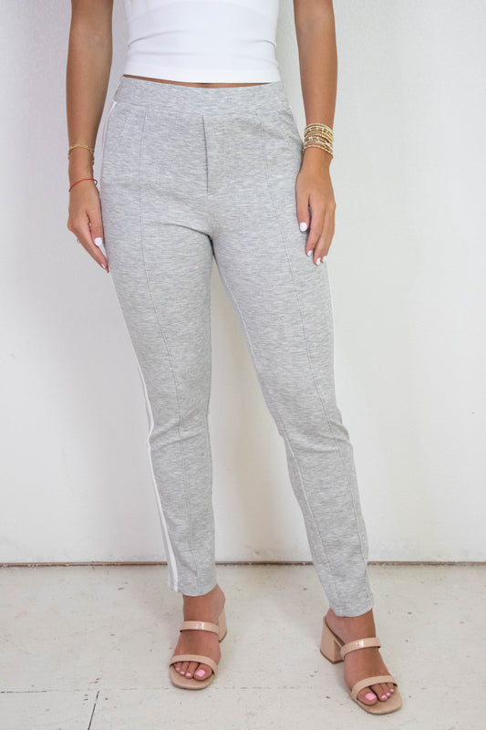  Samara Side Stripe Leggings, Light Grey
